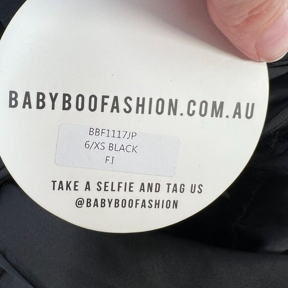 NWT Babyboo Fashions Scarlett Satin Jumpsuit Open Back Black XS - Picture 11 of 14